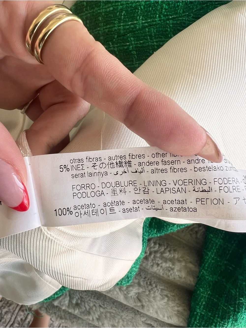 Zara Emerald Green Textured Tweed Double Breasted Blazer Gold Buttons Size Small - Picture 10 of 10